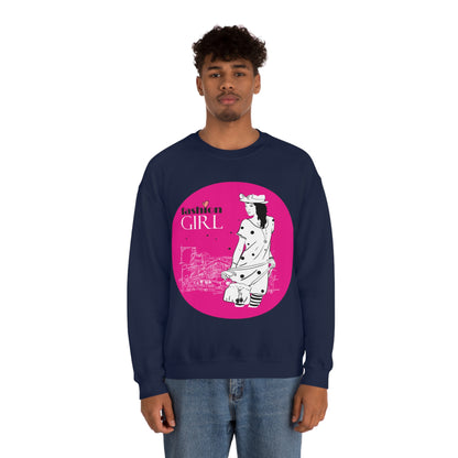 Pink Fashion girl Crewneck Sweatshirt