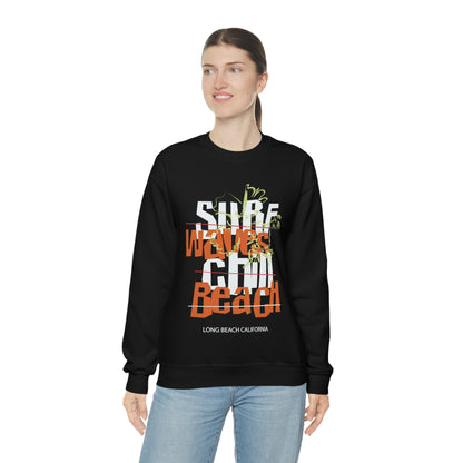 Surf Waves Chill Beach Crewneck Sweatshirt