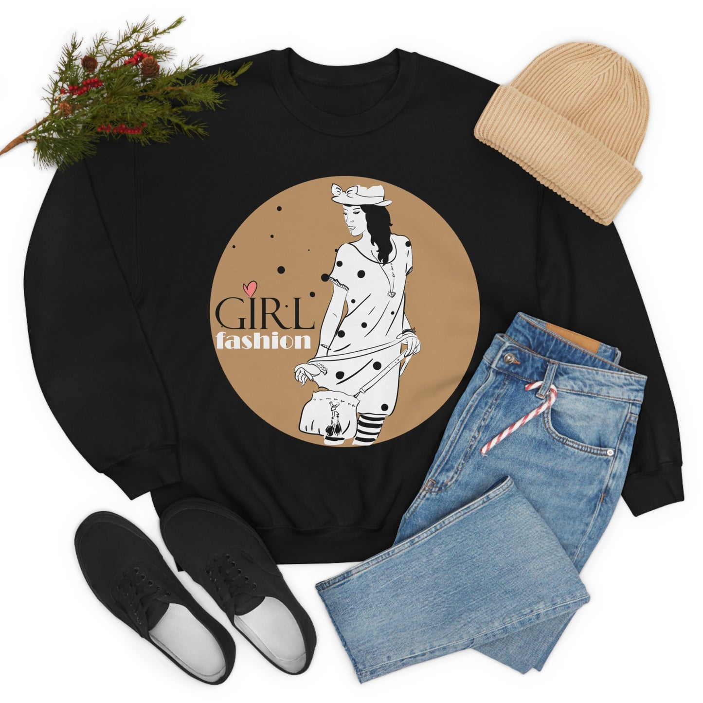 Polka dot Girl fashion Crewneck Sweatshirt