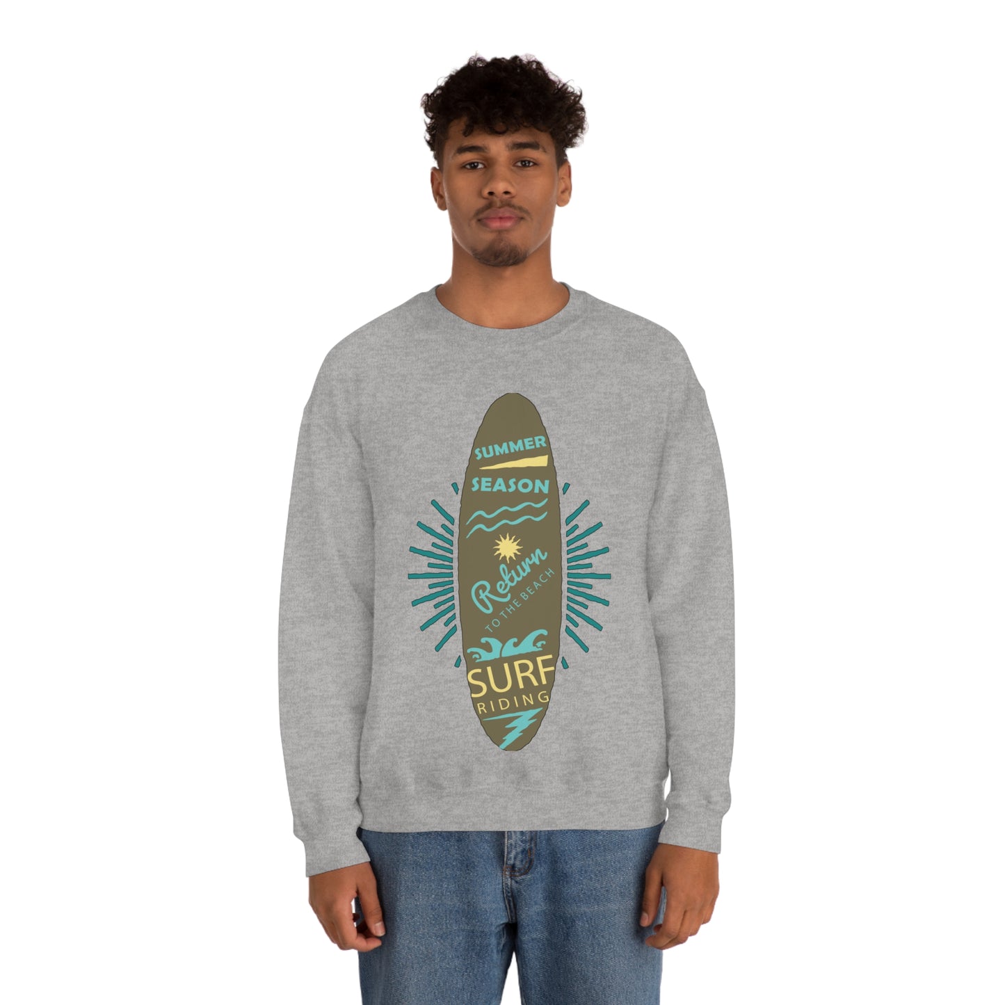 Surf Riding Summer Crewneck Sweatshirt