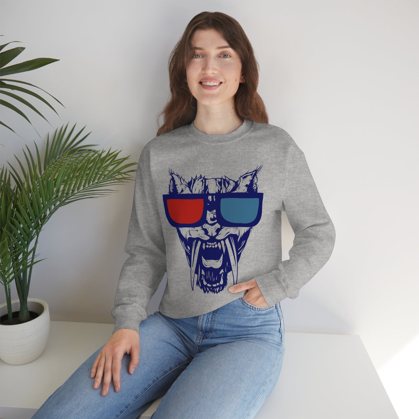 3D Glasses Tiger Crewneck Sweatshirt