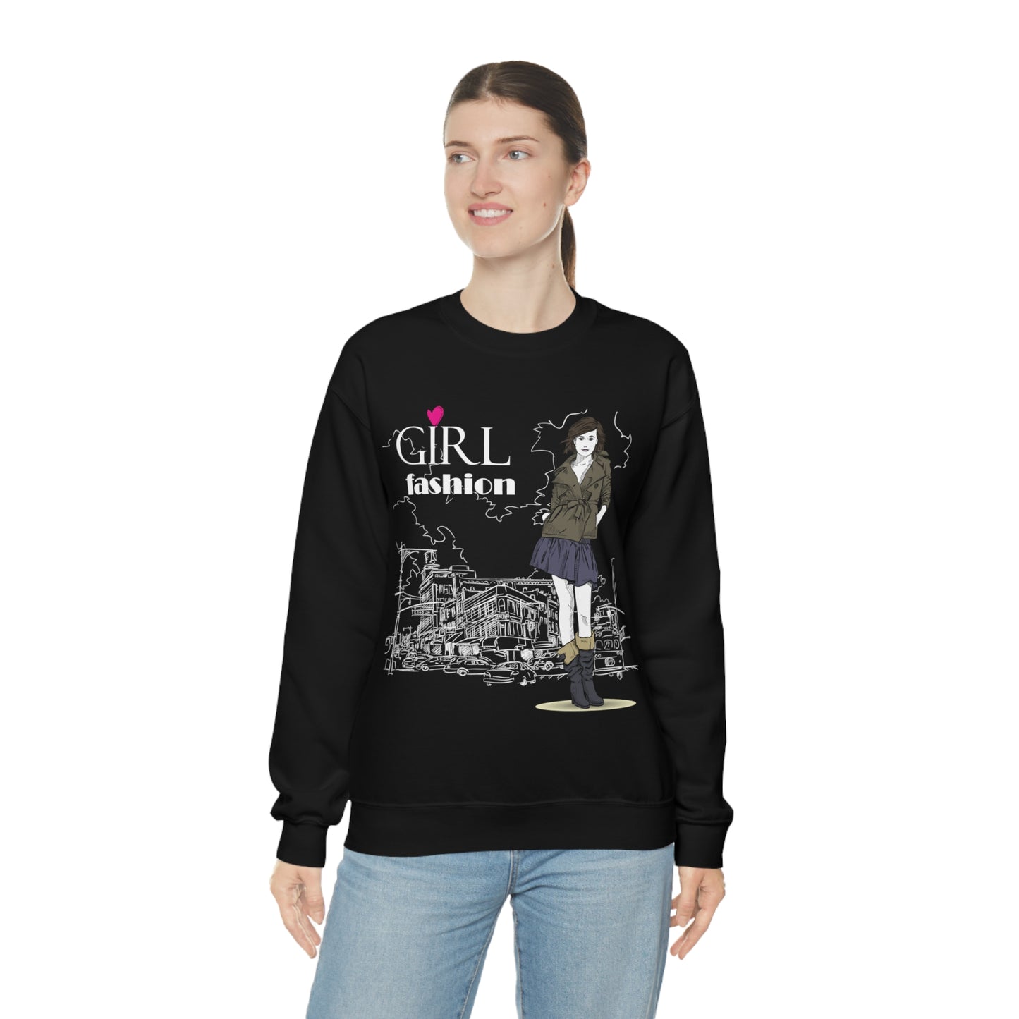 Girl with fashion Crewneck Sweatshirt