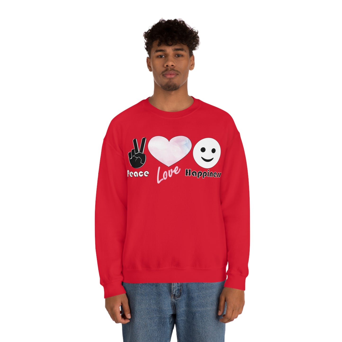 Peace-Love-Happiness Crewneck Sweatshirt