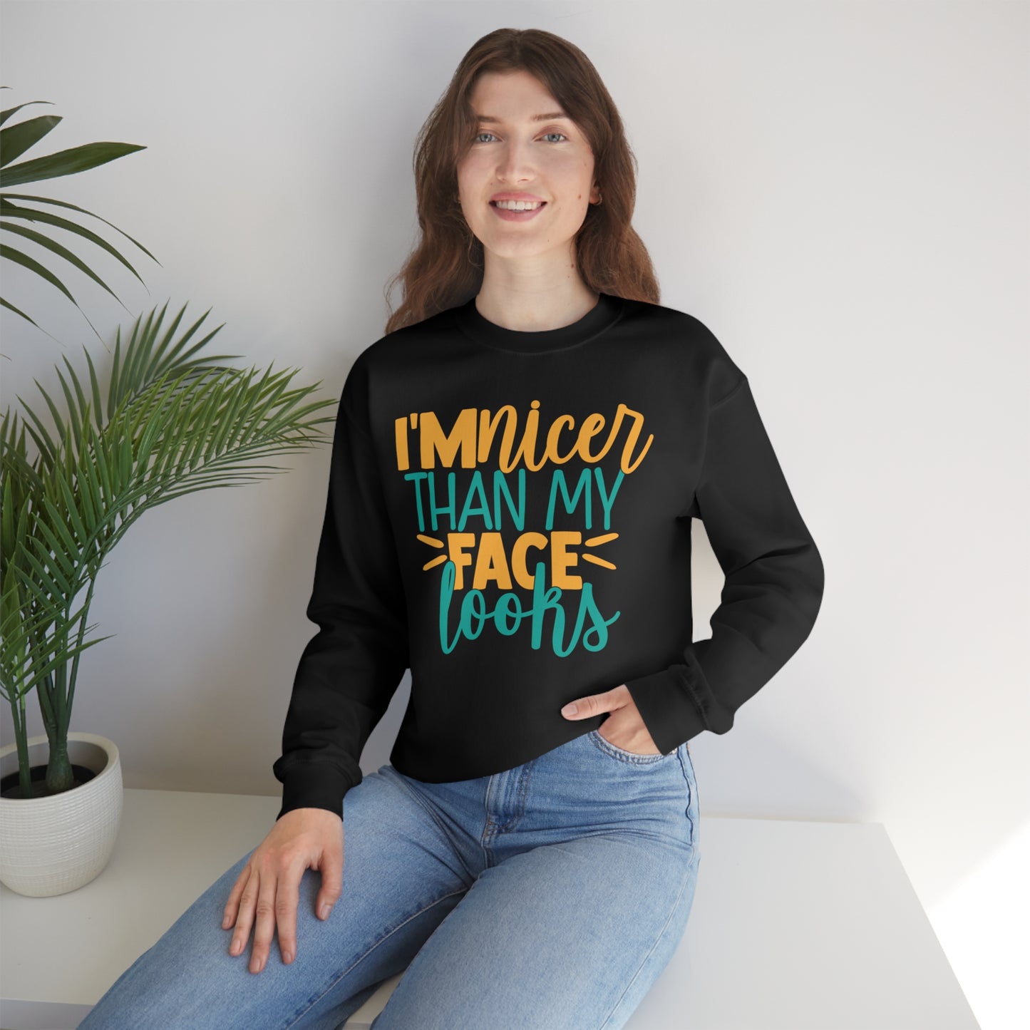 I'm Nicer Than My Face Looks Crewneck Sweatshirt