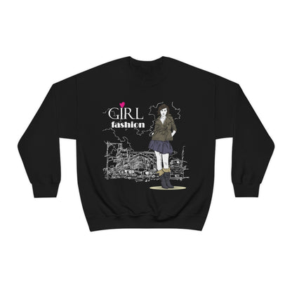 Girl with fashion Crewneck Sweatshirt