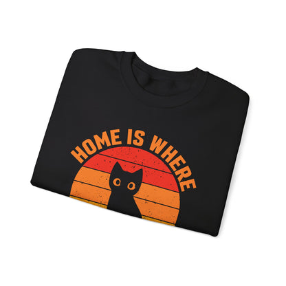 Home is where my cat is vintage Crewneck Sweatshirt