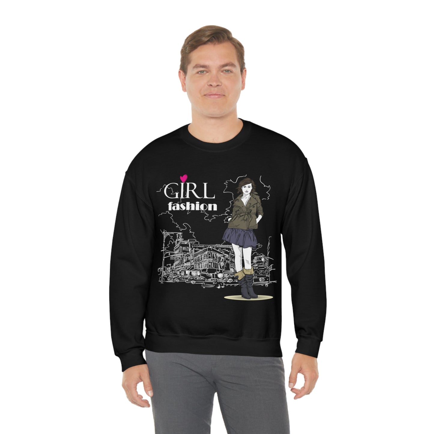 Girl with fashion Crewneck Sweatshirt