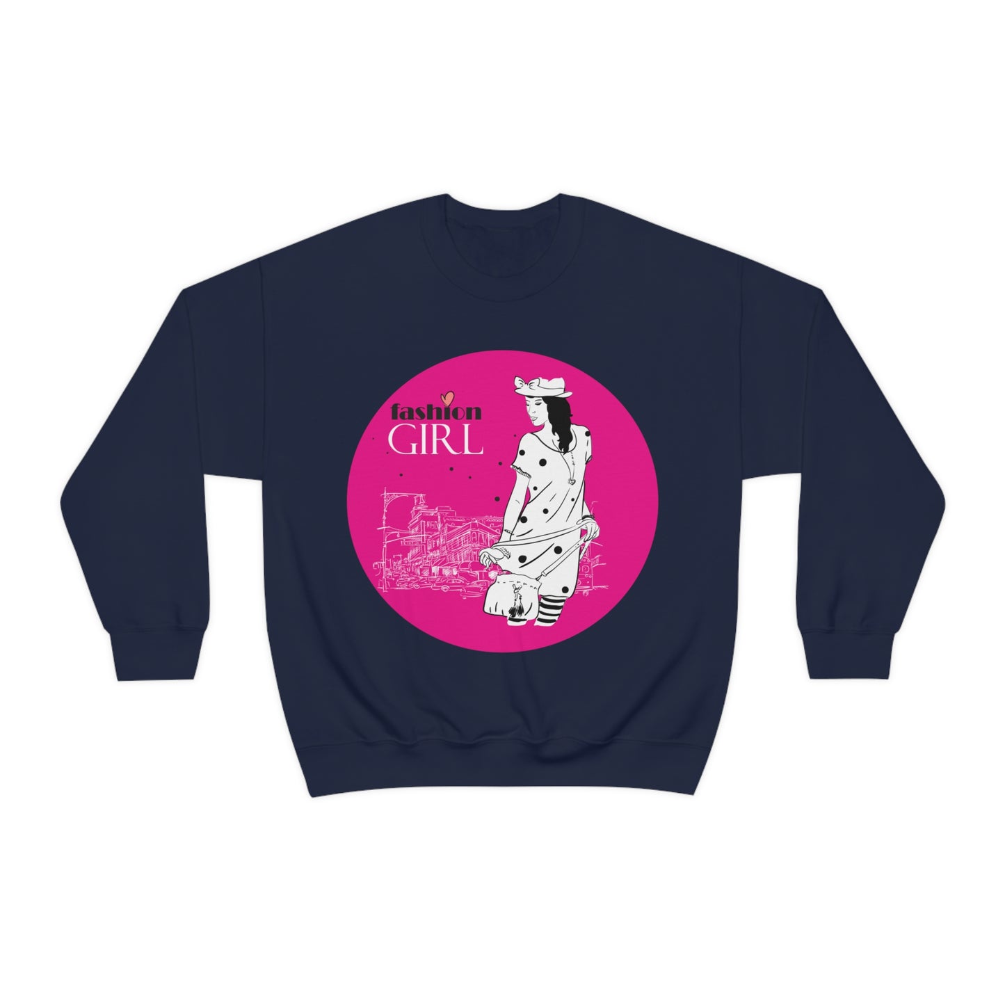 Pink Fashion girl Crewneck Sweatshirt