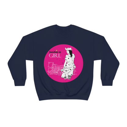 Pink Fashion girl Crewneck Sweatshirt