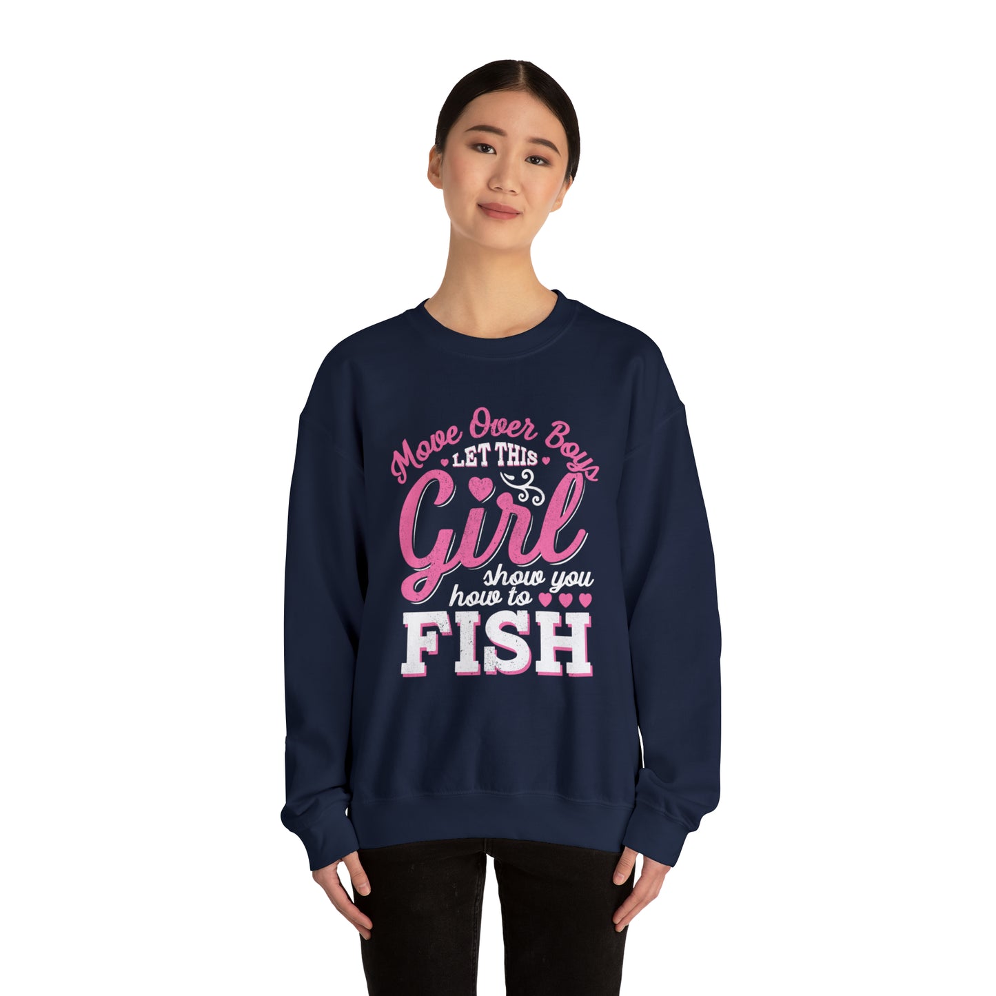 Girl Fishing Crewneck Sweatshirt