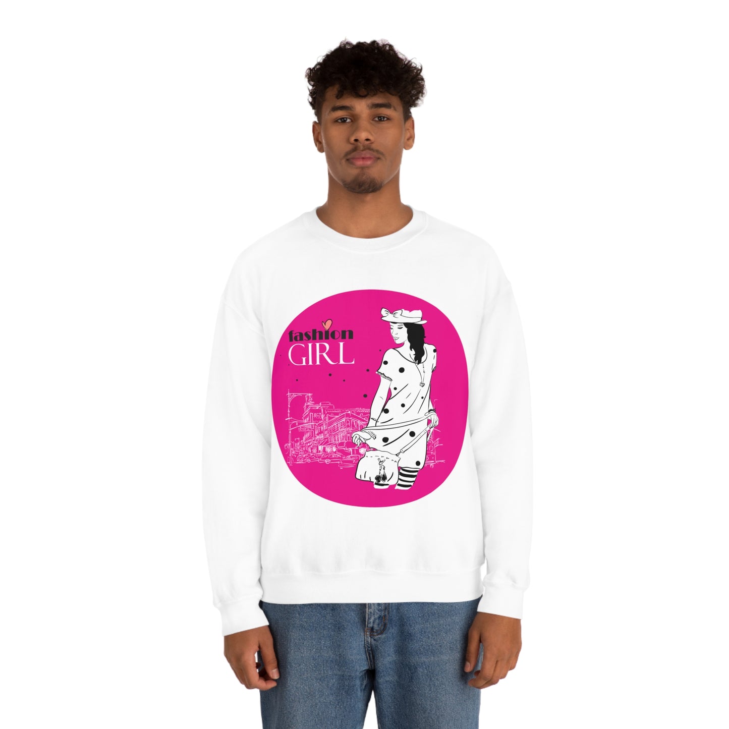 Pink Fashion girl Crewneck Sweatshirt