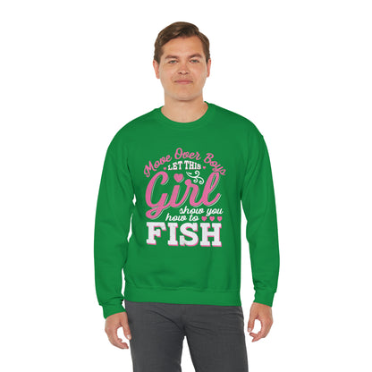 Girl Fishing Crewneck Sweatshirt