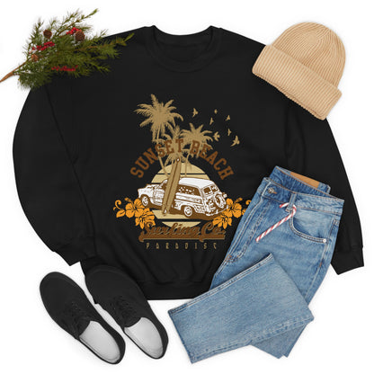 Sunset Beach Surfing Paradise Crewneck Sweatshirt