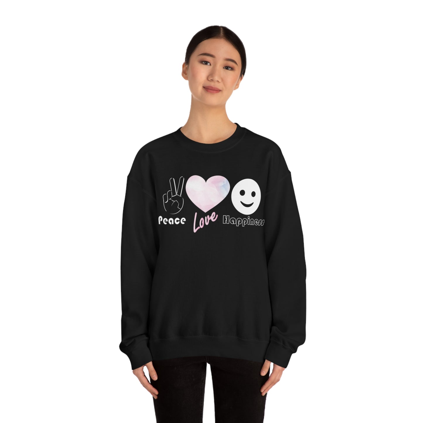 Peace-Love-Happiness Crewneck Sweatshirt