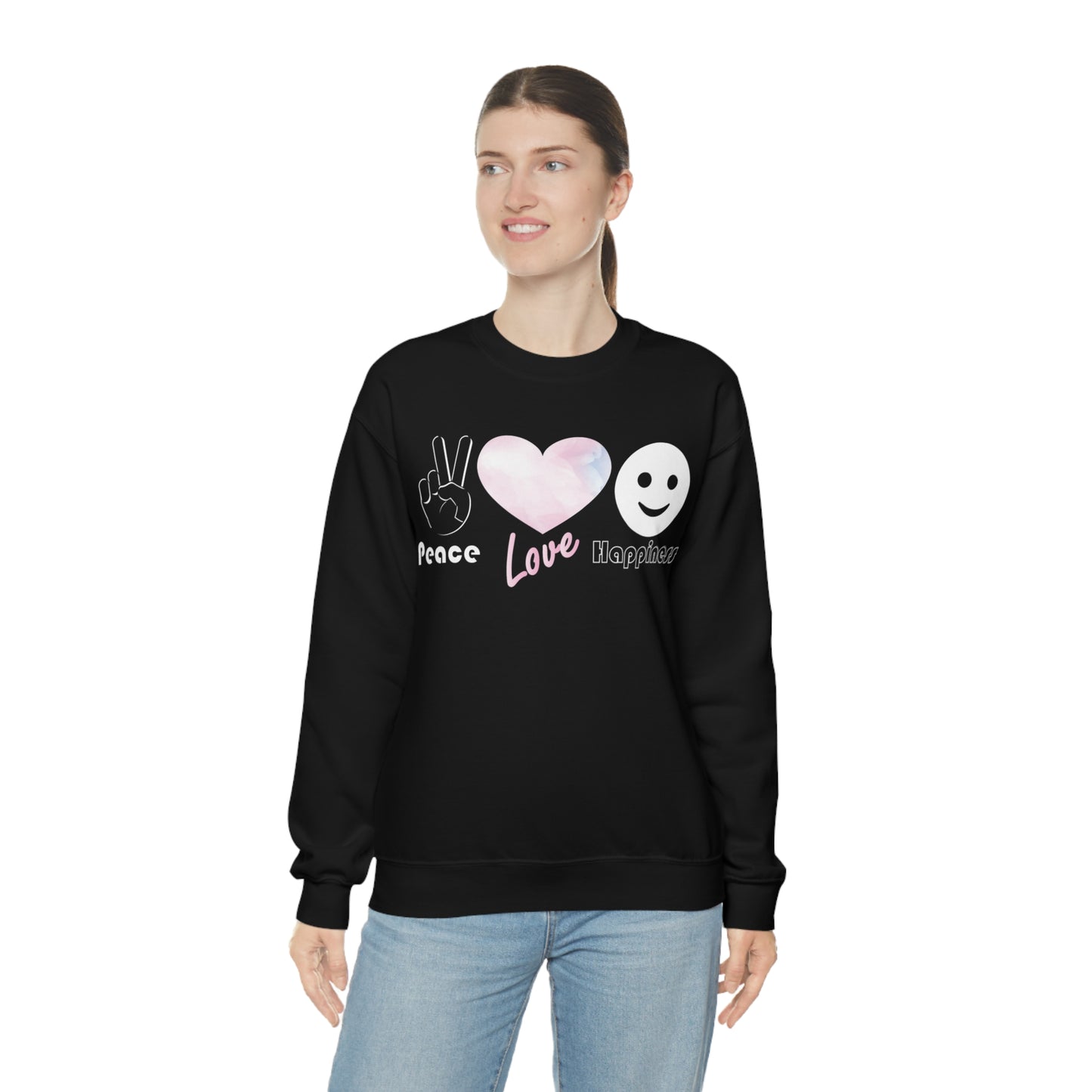 Peace-Love-Happiness Crewneck Sweatshirt