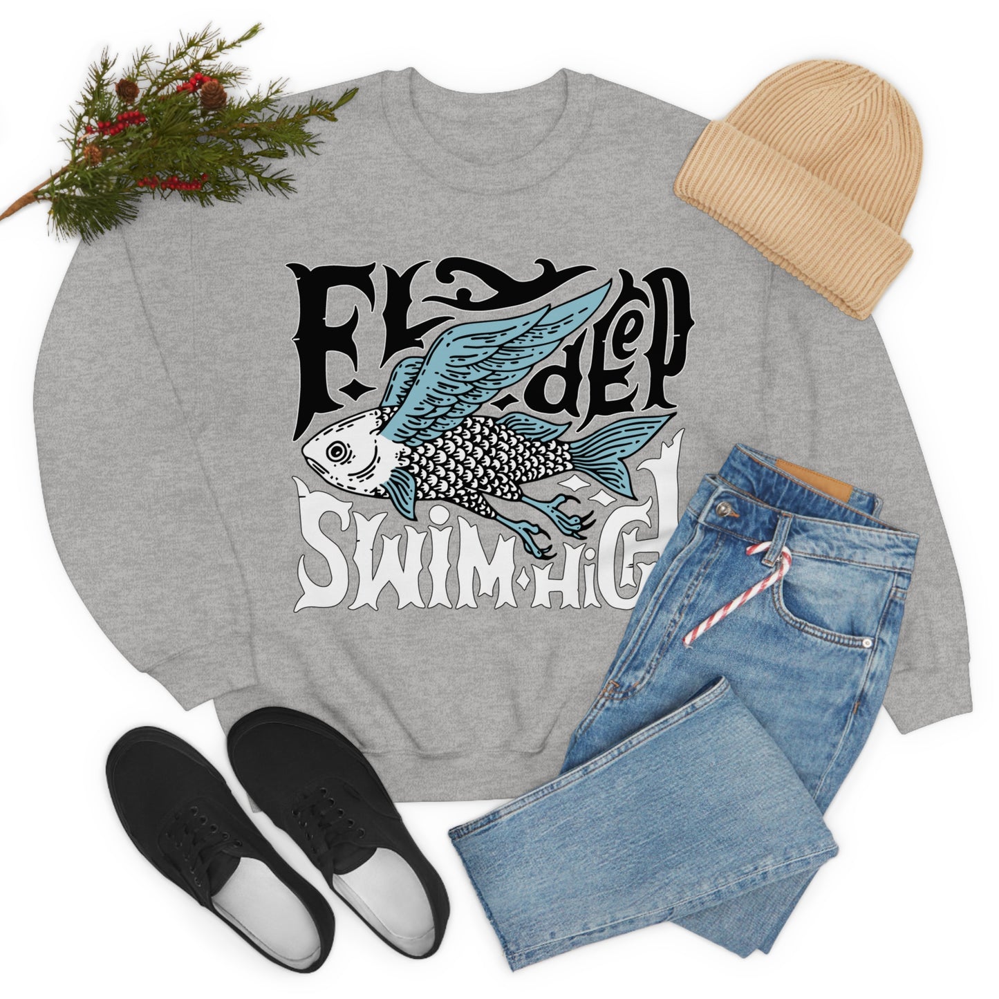 Fly deep swim high Crewneck Sweatshirt