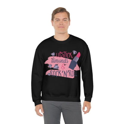 Lipstick-Diamonds and Rock & Roll Crewneck Sweatshirt