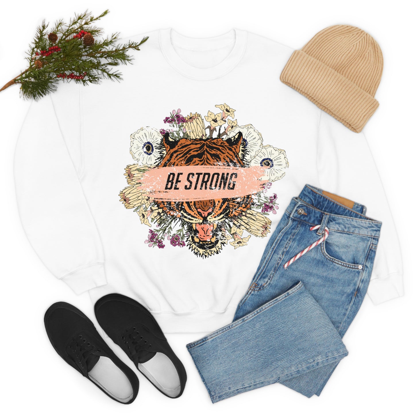 Be Strong Like a Tiger Crewneck Sweatshirt