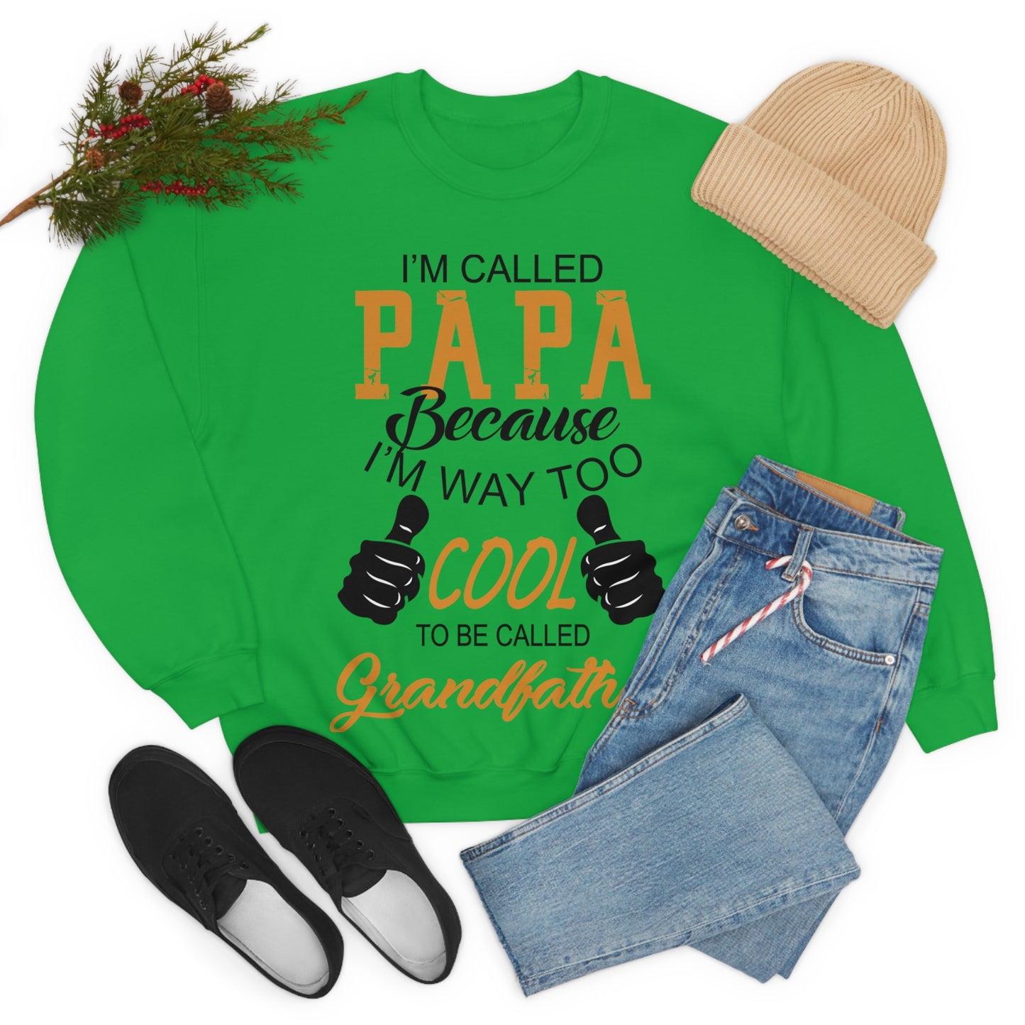 Papa Way Too Cool to Be Called Grandfather Crewneck Sweatshirt