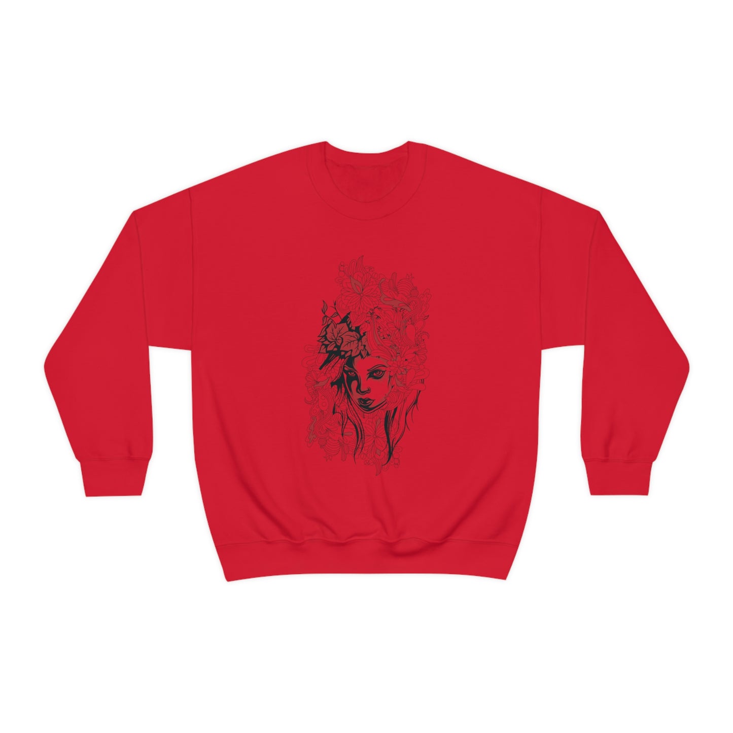 Beauty in Red and Floral Crewneck Sweatshirt