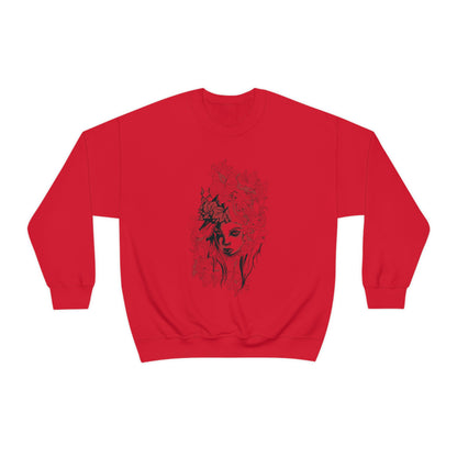 Beauty in Red and Floral Crewneck Sweatshirt