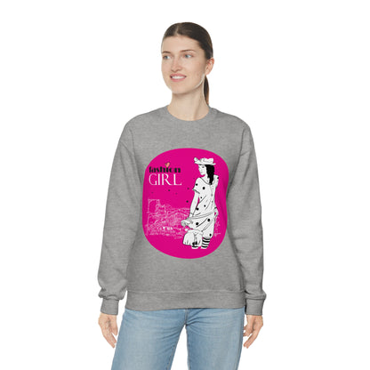 Pink Fashion girl Crewneck Sweatshirt