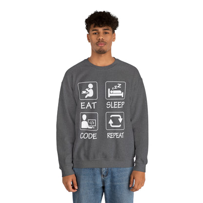 Eat sleep Code Repeat Crewneck Sweatshirt