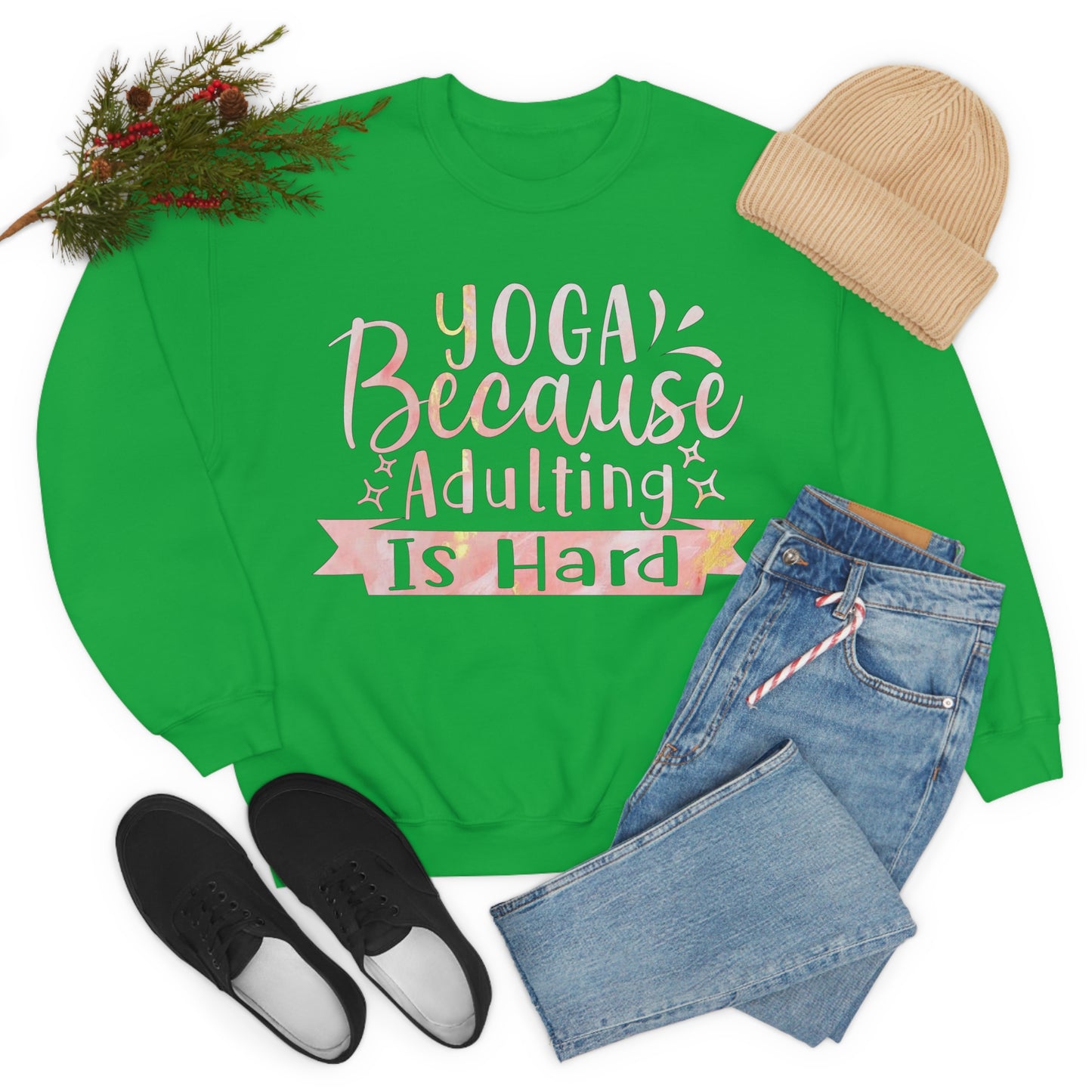 Yoga because adulting is hard Crewneck Sweatshirt