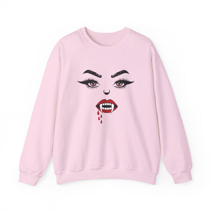 Sexy woman vampire mouth Crewneck Sweatshirt