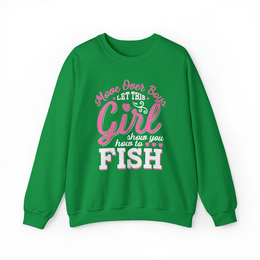 Girl Fishing Crewneck Sweatshirt