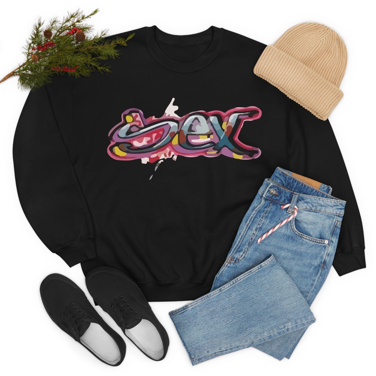 Sex colorful graffiti Crewneck Sweatshirt