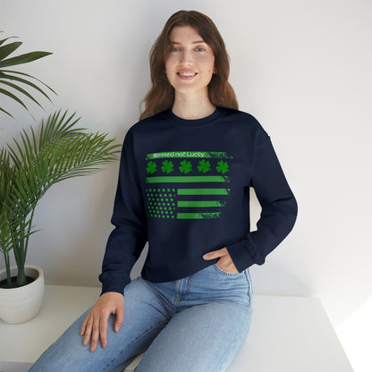 Blessed not lucky St. Patrick's flag Crewneck Sweatshirt