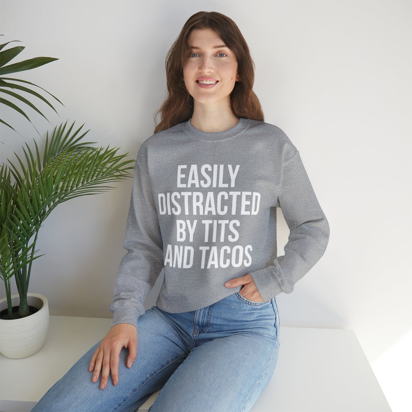 Easily distracted by tacos Crewneck Sweatshirt