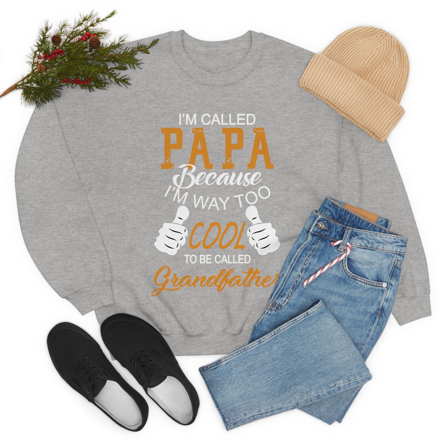 Papa Way 2 Cool to Be Called Grandfather Crewneck Sweatshirt