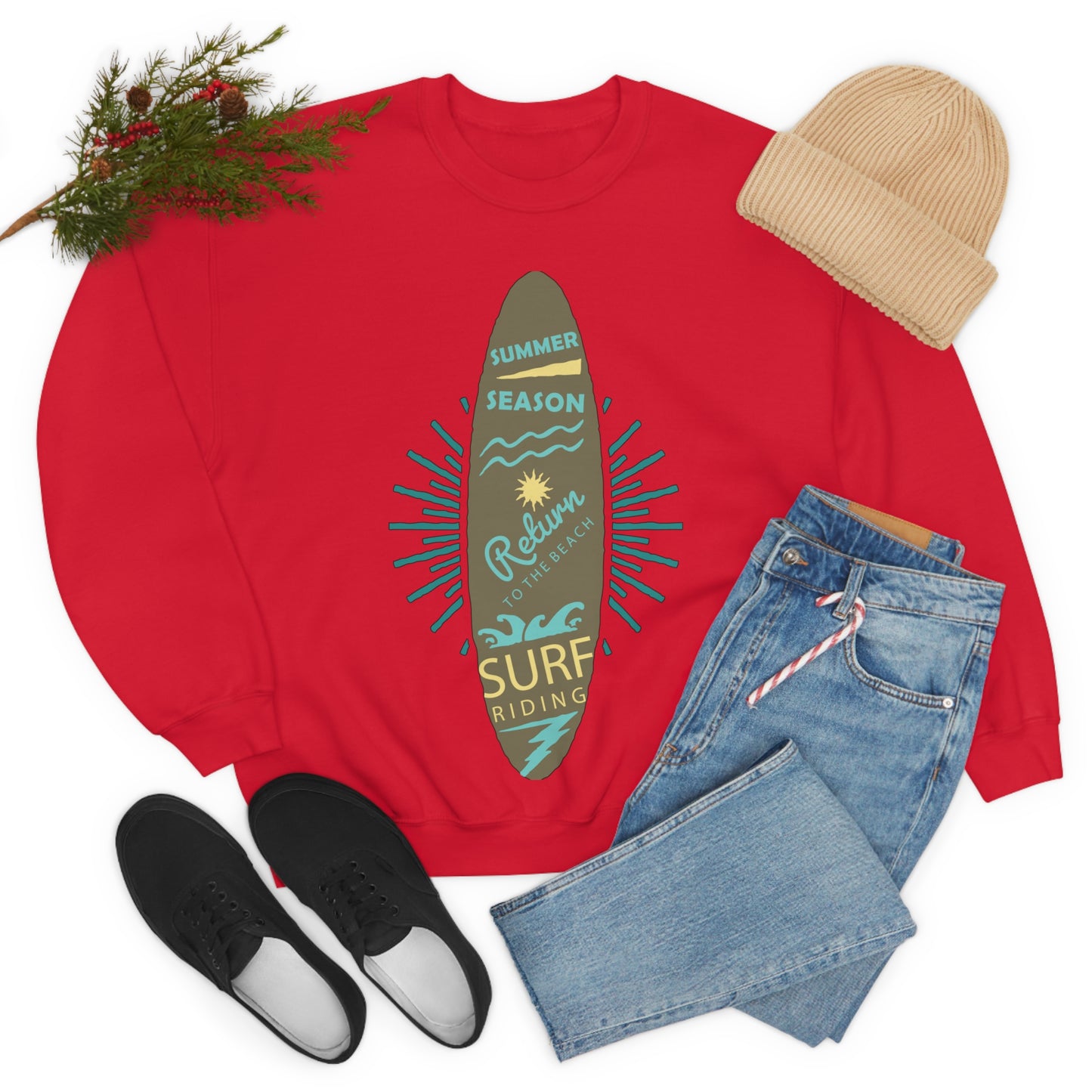 Surf Riding Summer Crewneck Sweatshirt