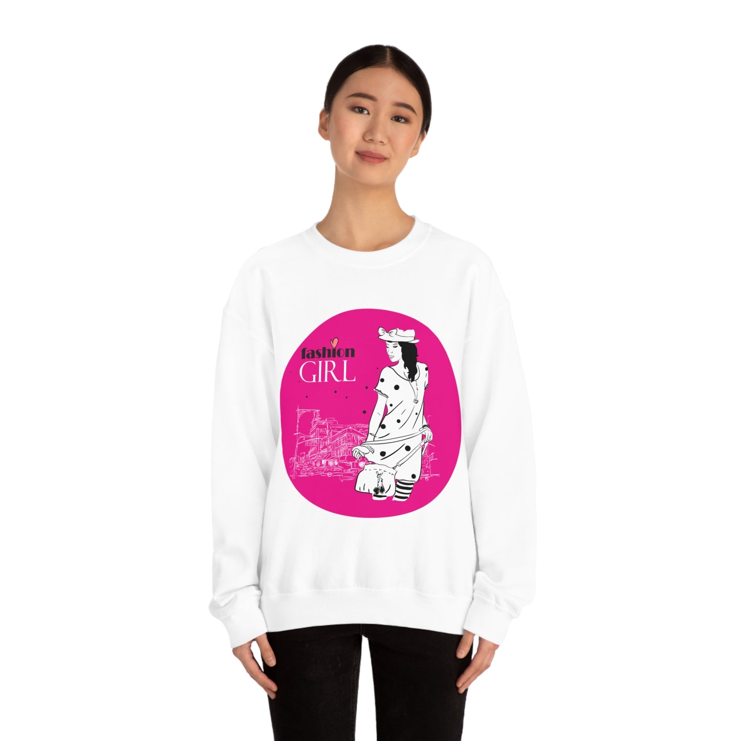 Pink Fashion girl Crewneck Sweatshirt