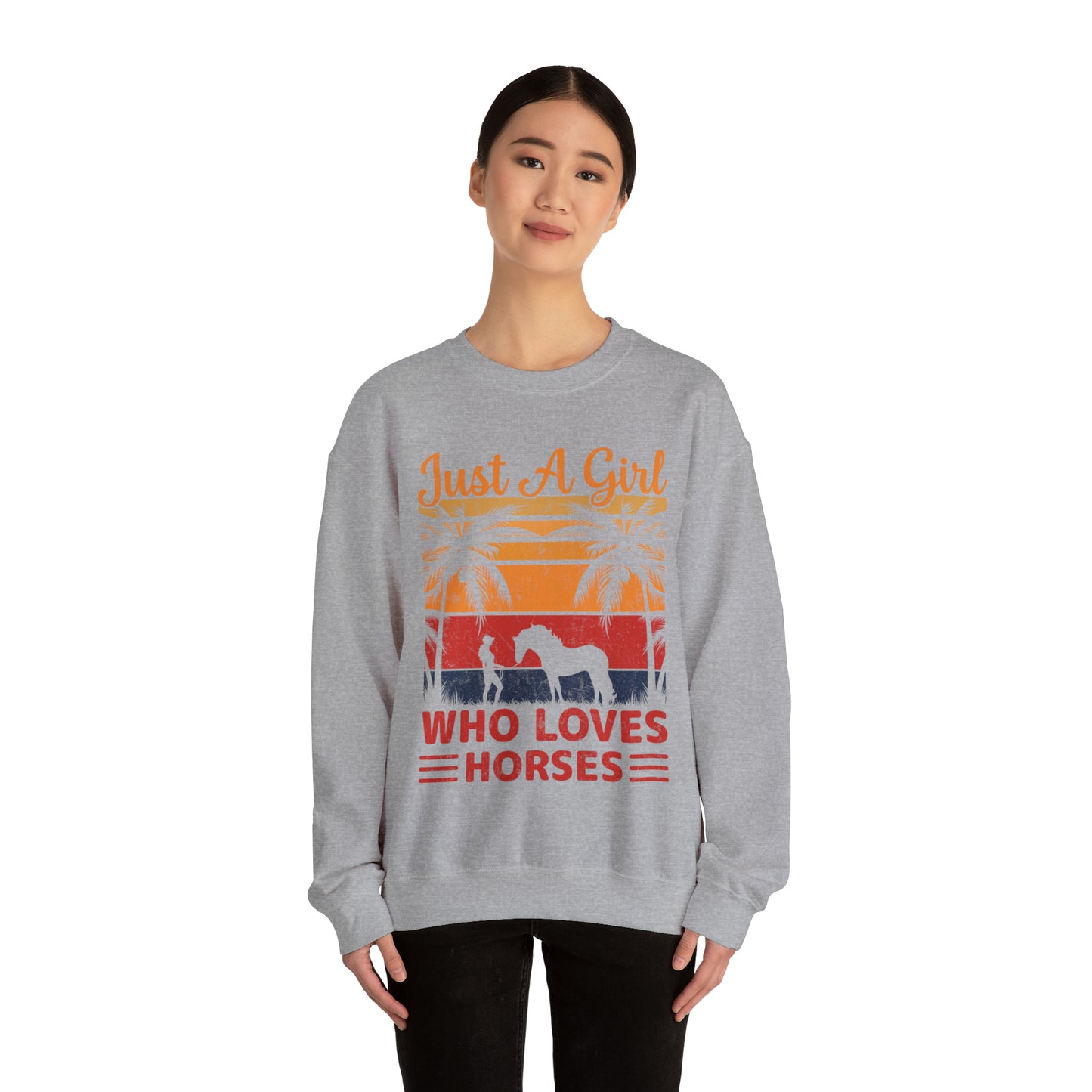 A girl who loves horses vintage Crewneck Sweatshirt