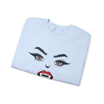 Sexy woman vampire mouth Crewneck Sweatshirt