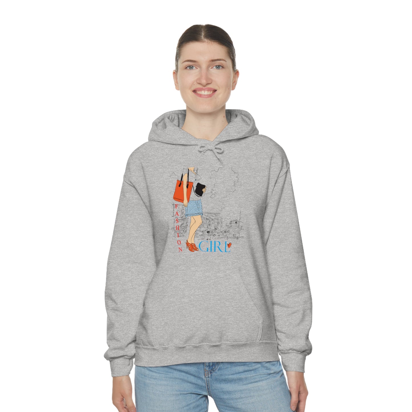 Fashion girl with a bag Hoodie