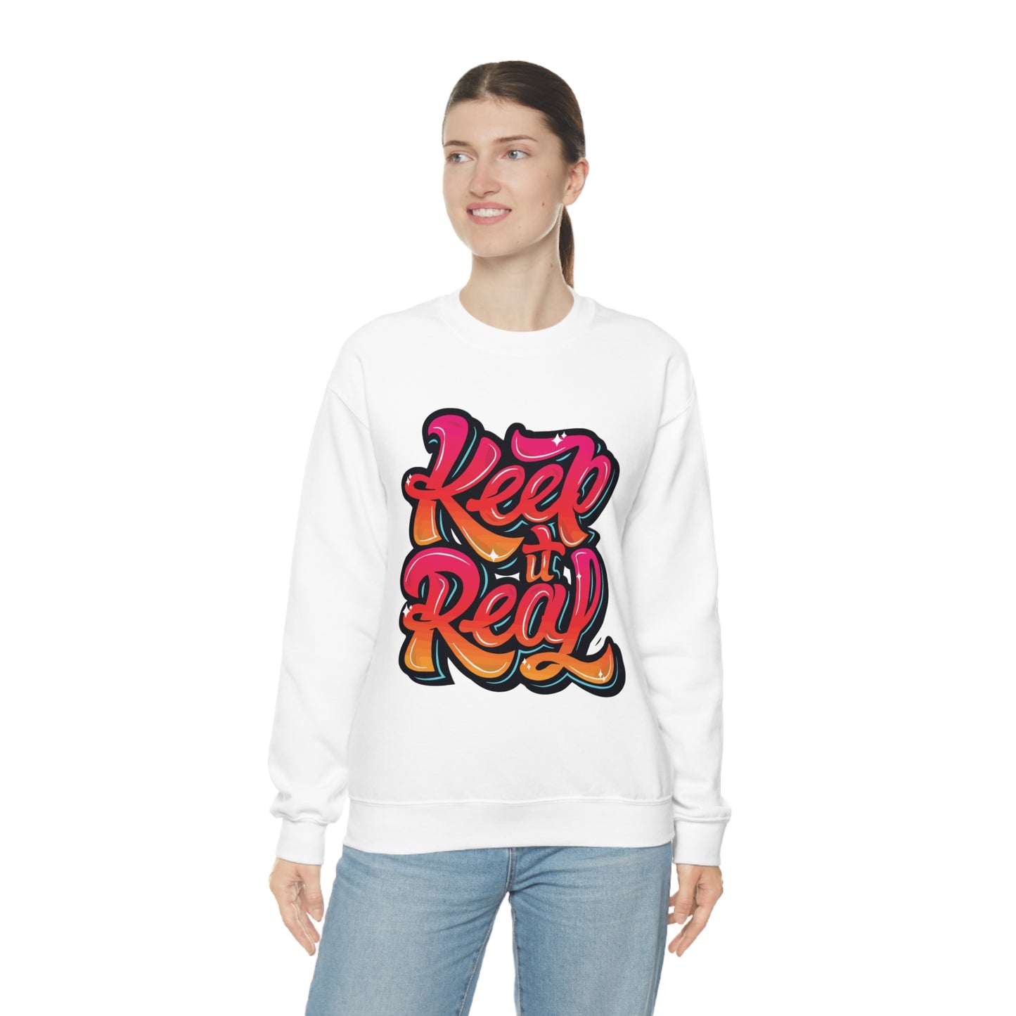 Keep it real colorful graffiti logo Crewneck Sweatshirt