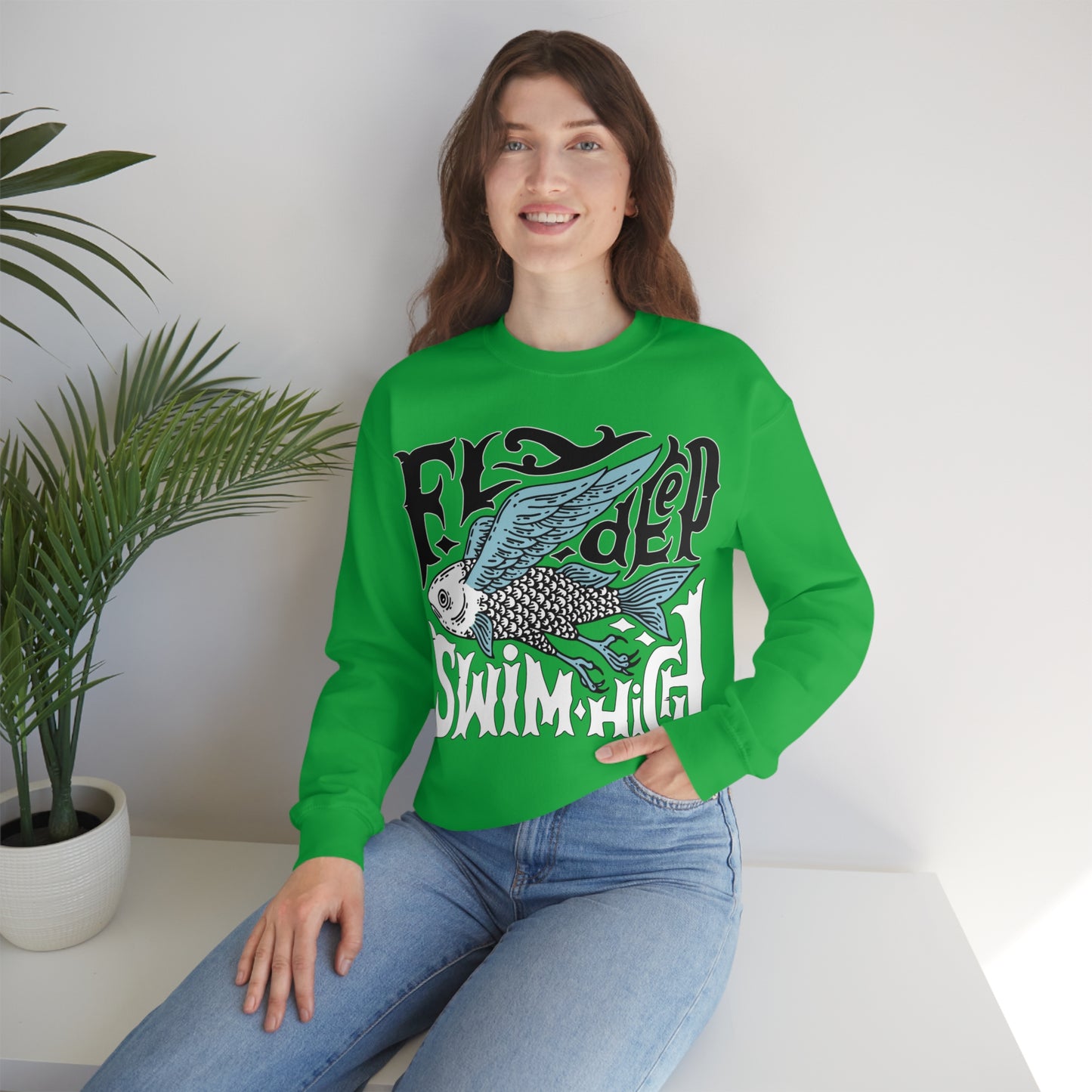 Fly deep swim high Crewneck Sweatshirt