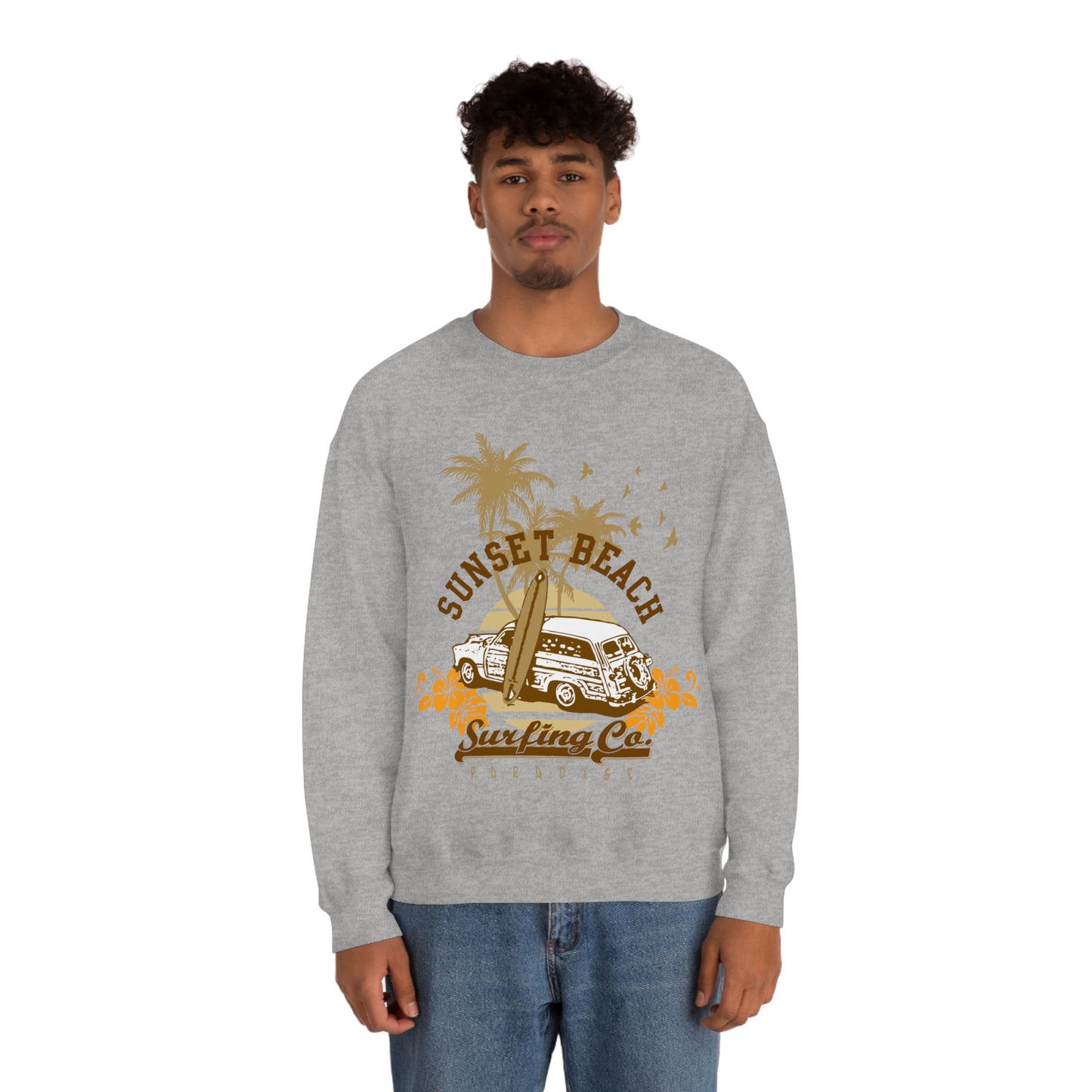 Sunset Beach Surfing Paradise Crewneck Sweatshirt