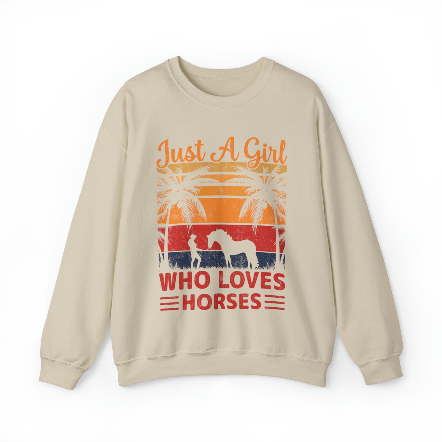 A girl who loves horses vintage Crewneck Sweatshirt