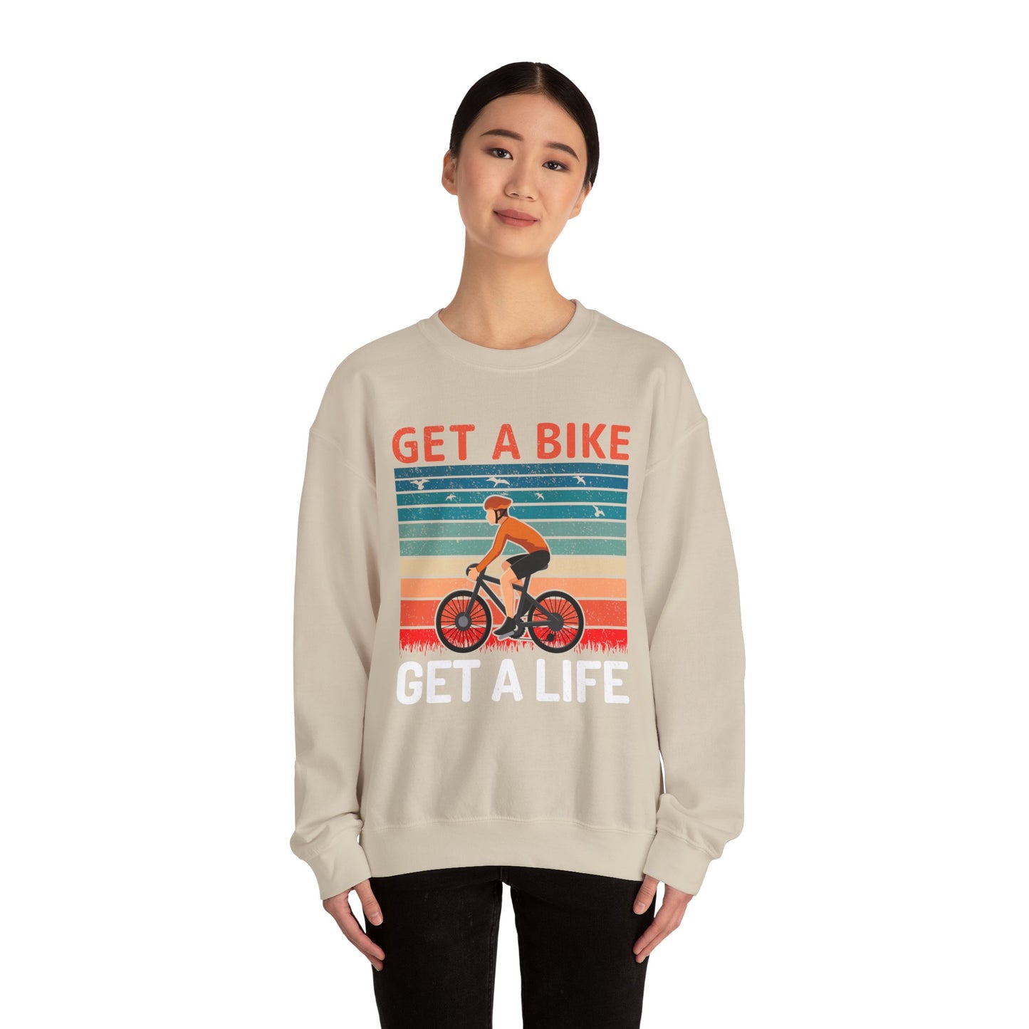 Get a bike and get a life vintage Crewneck Sweatshirt