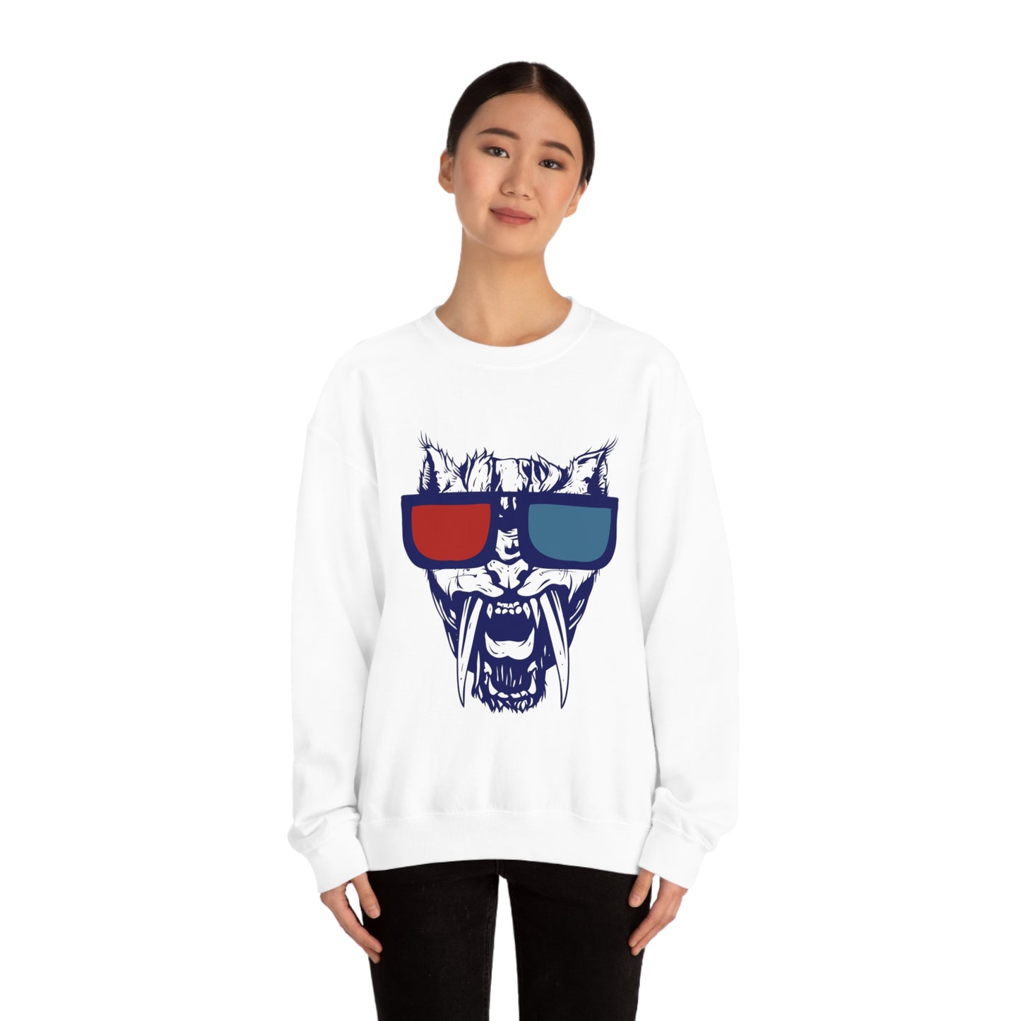 3D Glasses Tiger Crewneck Sweatshirt