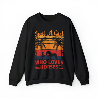 A girl who loves horses vintage Crewneck Sweatshirt