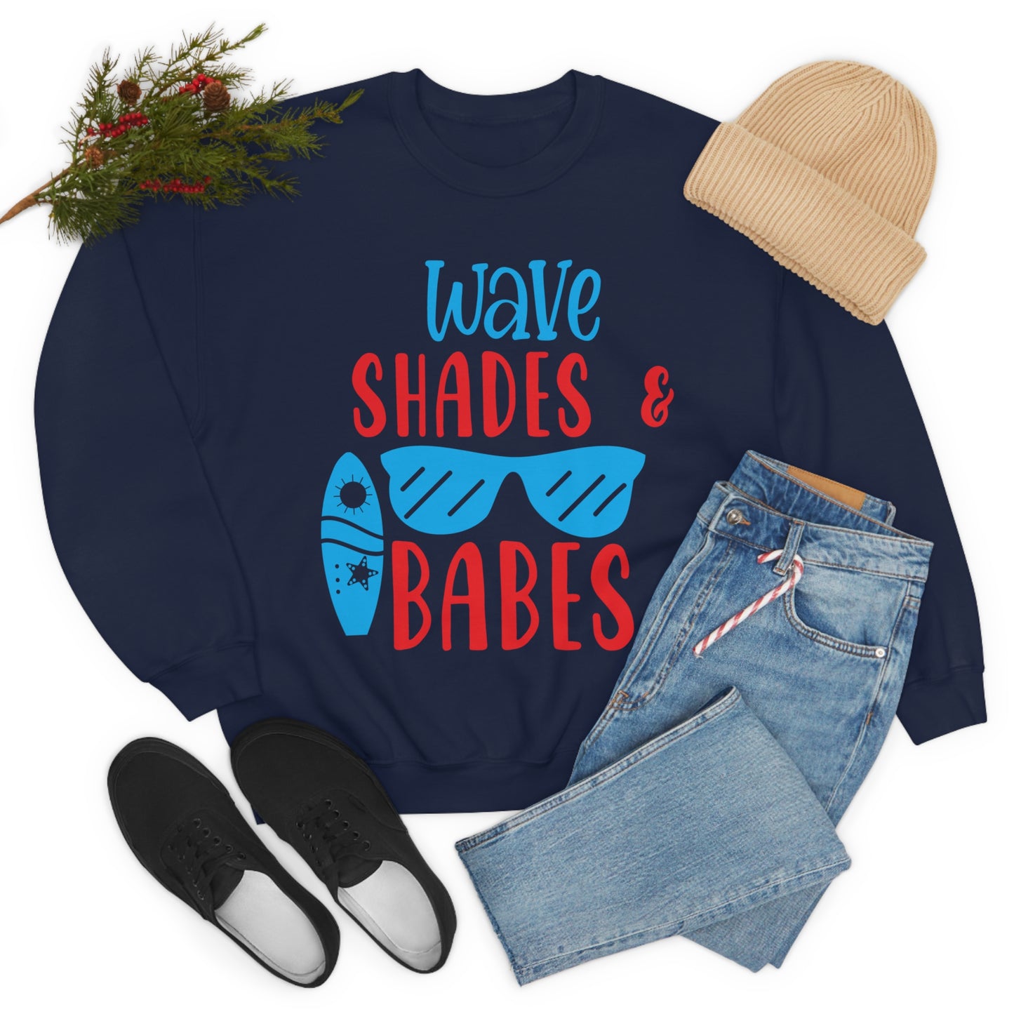 Wave Shades and Babes Crewneck Sweatshirt