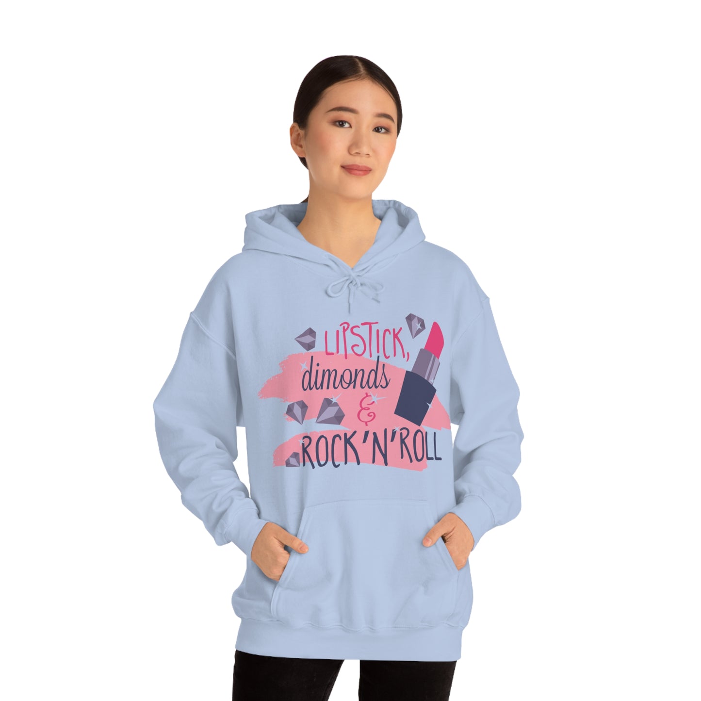 Lipstick-Diamonds and Rock & Roll Hoodie