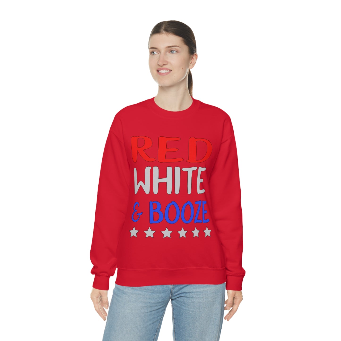 Red  White Booze Crewneck Sweatshirt