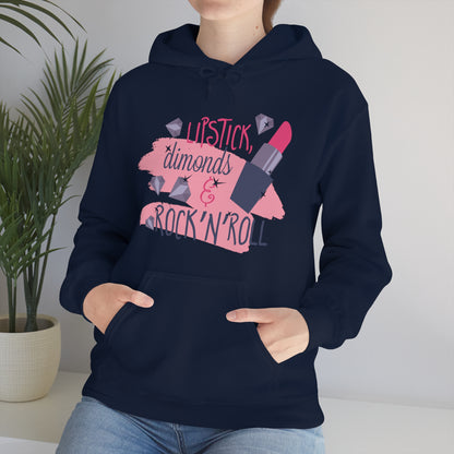 Lipstick-Diamonds and Rock & Roll Hoodie